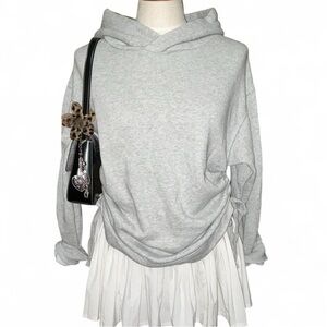 Aerie Side Ruched Hoodie Size M in Heather Gray